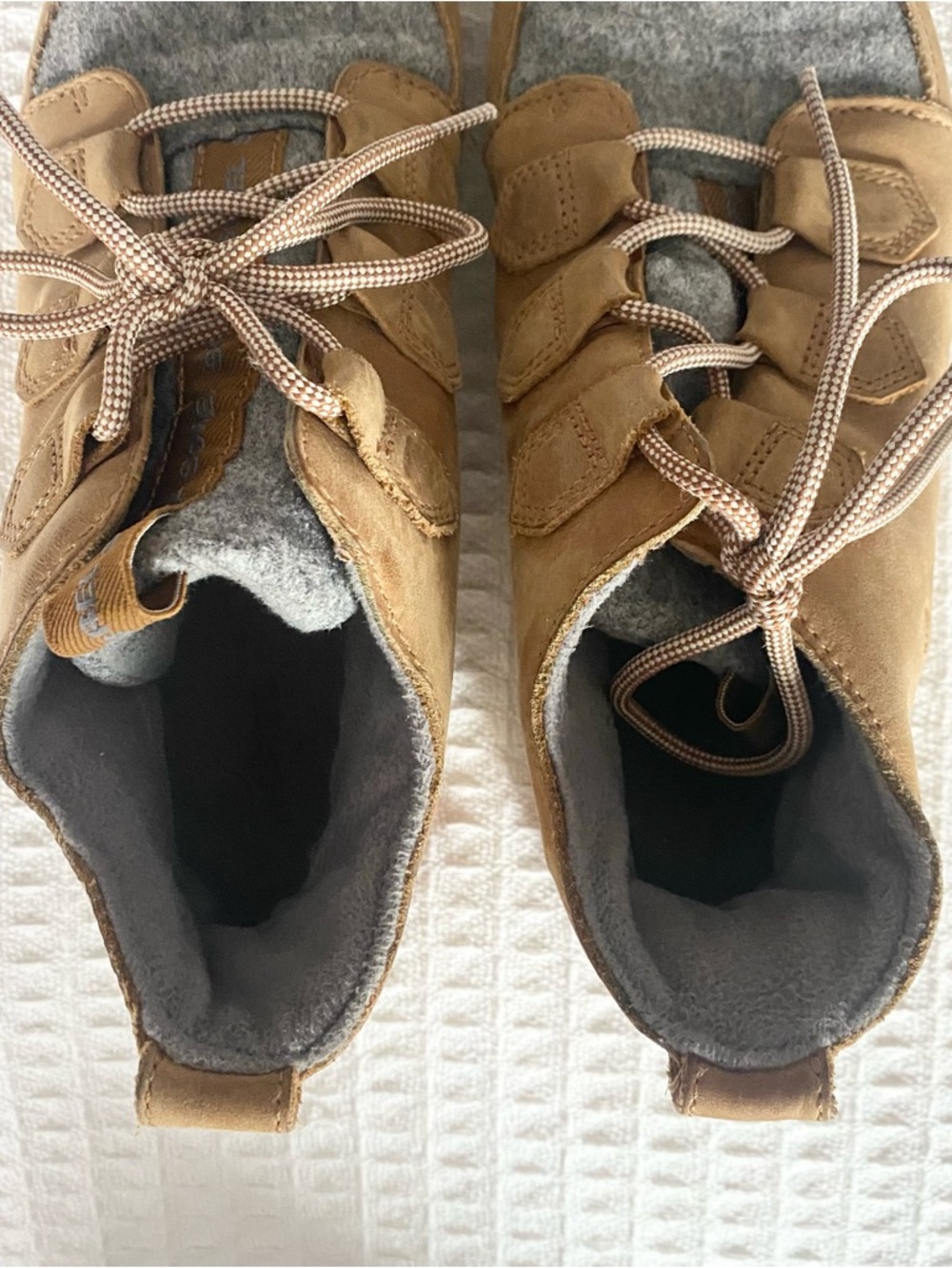 Sorel Tan Leather & Gray Wool Casual Lace-Up Boots size 10 - Picture 7 of 12